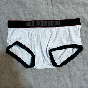 N2N Bodywear Vintage Ribbed White Contrast Stretch Briefs Size Large NWT